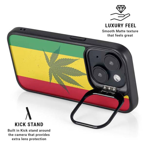 Marijuana Rasta Flag iPhone 15 Kickstand Case